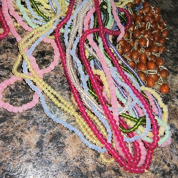 Multicolor Beaded Necklace Set diy craft beads necklaces sets pink blue green - Picture 4 of 5